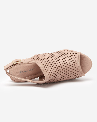 Women's openwork sandals on the post in beige Melliani - Footwear