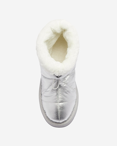Серебристые женские утепленные сапоги a'la snow boots Kaliolen - Обувь