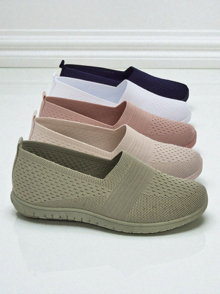 Damskie mokasyny Gaia Verde – wygodne zielone buty z tkaniny na płaskim obcasie -> Женские мокасины Gaia Verde - удобные зеленые туфли из ткани на плоском каблуке