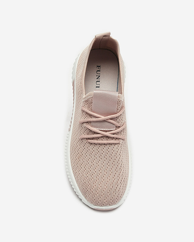Pink women's fabric sports shoes Vobbu- Footwear