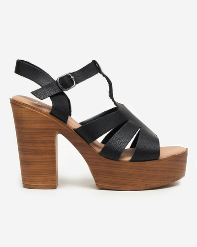 OUTLET Melnas sieviešu augstpapēžu sandales Mianka - Footwear