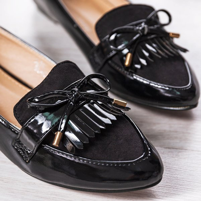 Black varnished loafers with almond mulla toe - Footwear 1