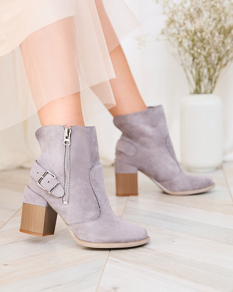 Royalfashion Grey eco-suede women's high stiletto boots Acimra