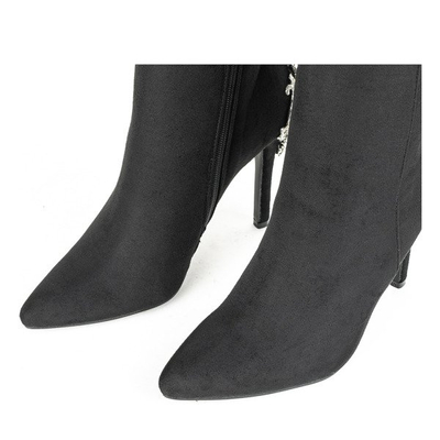 Black ankle boots with Tiffanie decoration - Footwear