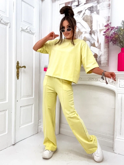 Royalfashion sieviešu kokvilnas komplekts ar platām biksēm