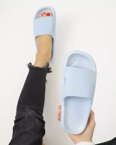 OUTLET Blue rubber flip-flops with embossing Olinda - Footwear