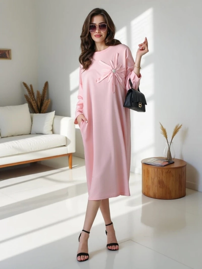 Royalfashion Women's midi dress fabric oversized with flower