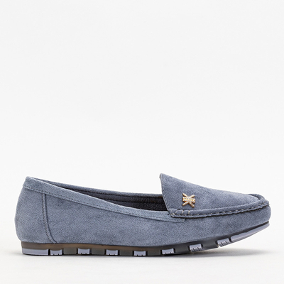 Light blue women's moccasins with gold accessory Skuizo - Footwear