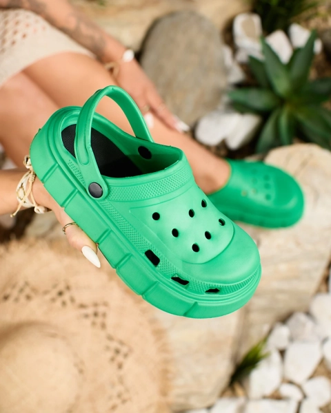 Royalfashion Tumši zaļas sieviešu gumijas čības Kooranza