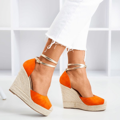 Orange espadrilles on a high wedge Sablac - Footwear