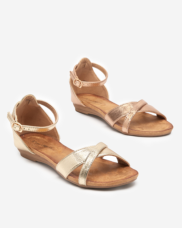 Gold women's flat sandals Ruddi- Footwear