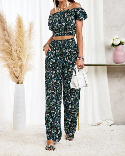 Royalfashion Black two-piece women's floral set