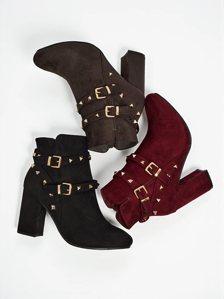 Botki Verentia zamszowe w bordowym kolorze