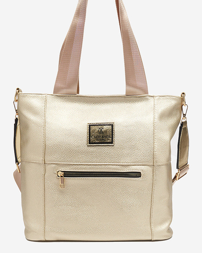 Women's gold eco-leather handbag - Accessories