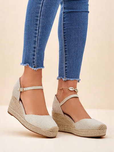 Callista Royalfashion beige vistvænt leður dömur koturn sandalar