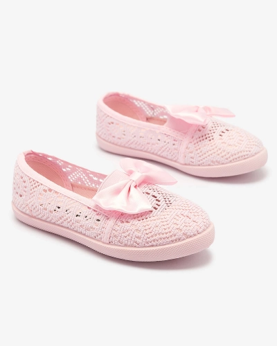 Girls' bow sneakers in light pink Lolisa - Footwear