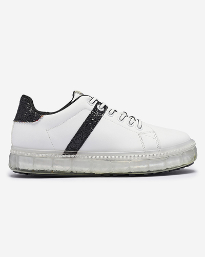 Women's sports shoes in white with black inserts Asxa- Footwear