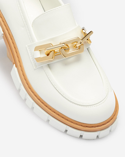 White women's shoes with a golden addition Plirose - Footwear