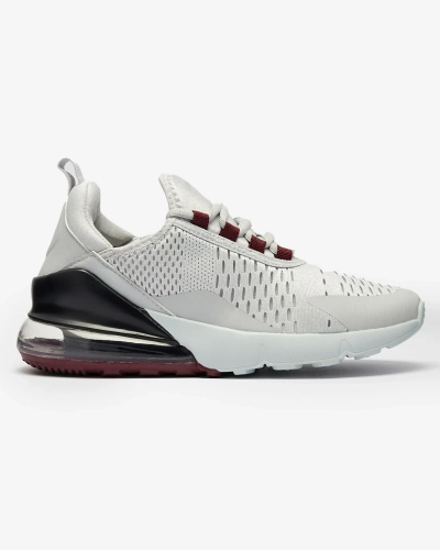 Grey women's sports shoes with burgundy inserts Neterika - Footwear