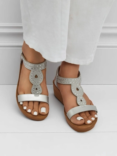 Royalfashion Women's Wedge Sandals with Agaya Rhinestones