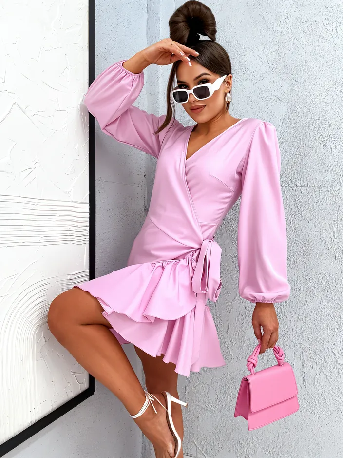 Royalfashion Women's tied mini dress with ruffles