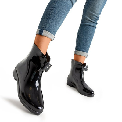 Ladies 'black rain boots with a Maiya bow - Footwear