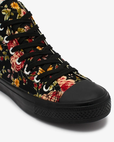 Royalfashion Women's high black sneakers with Fahenna floral print