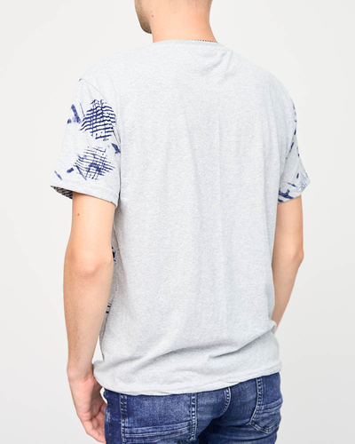 Vīriešu pelēks t-krekls ar uzrakstu ENJOY- Clothes