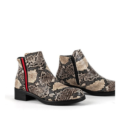 Czarne botki we wzór a'la skóra węża Chiyo - Obuwie