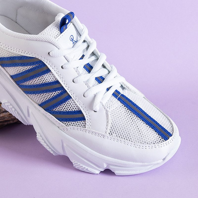 White and blue sports sneakers for women Justar - Footwear