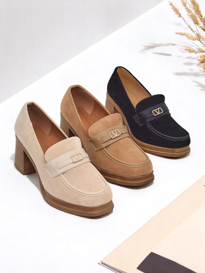 Royalfashion women’s block-heel loafers Evelay