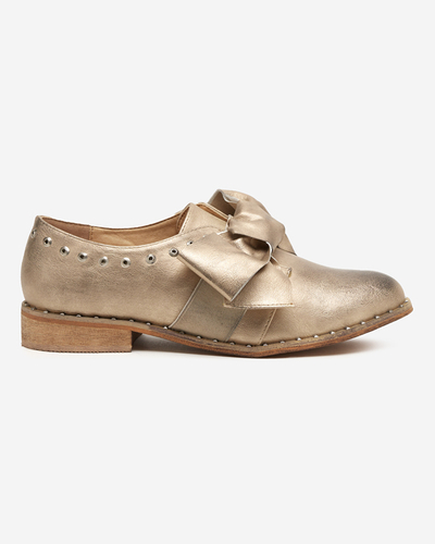 Gold women's low shoes with Entera bow - Footwear