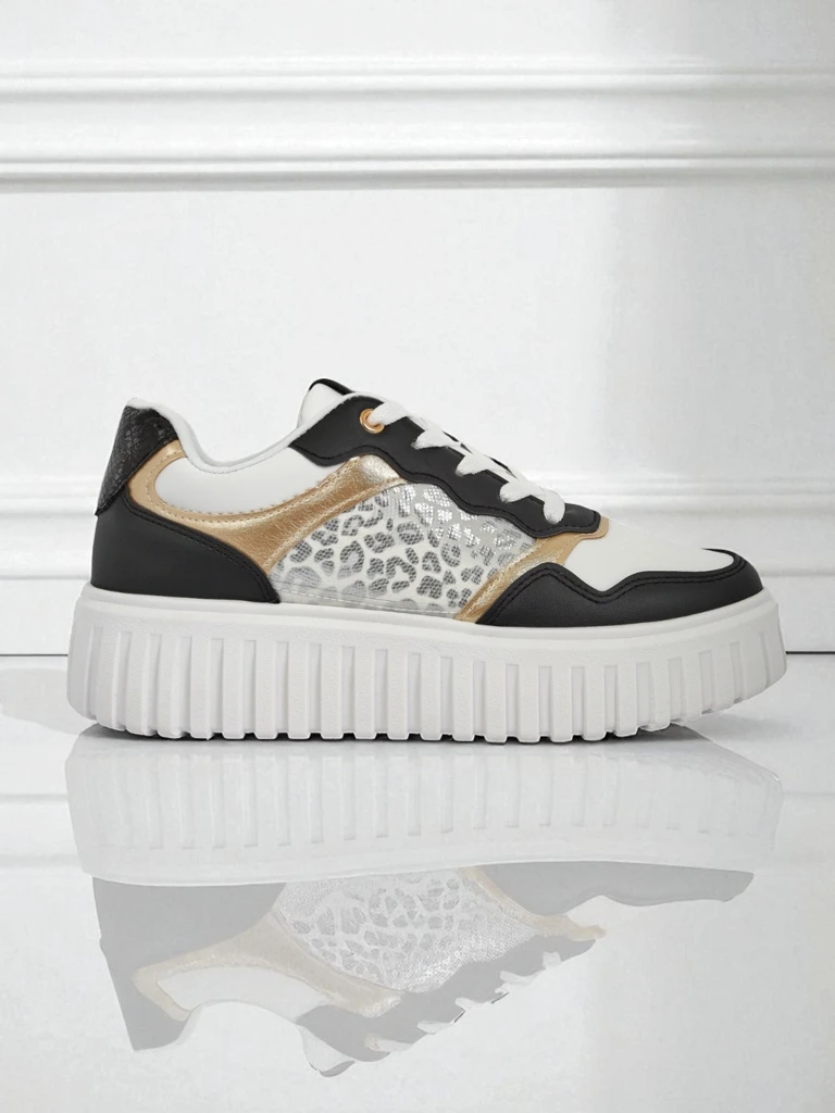 Женские кроссовки Royalfashion Callista платформа черные экокожа размер 40