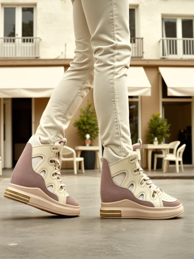 Royalfashion High sports shoes for women with a hidden wedge Oblaffi