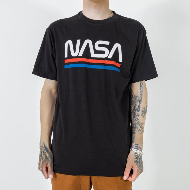 Black cotton men's t-shirt with the inscription - Clothing