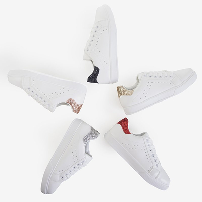Women's white sports sneakers with a black inset Brasqe - Footwear