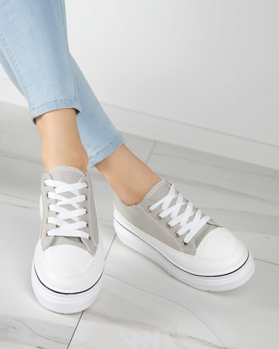 OUTLET Light gray women's sneakers on the Veritar platform - Footwear
