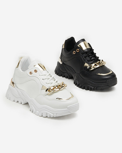 OUTLET Black women's sports shoes with gold chain Evitos - Footwear
