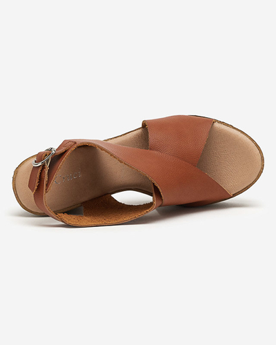 Camel women's sandals on a high post Feridi - Footwear