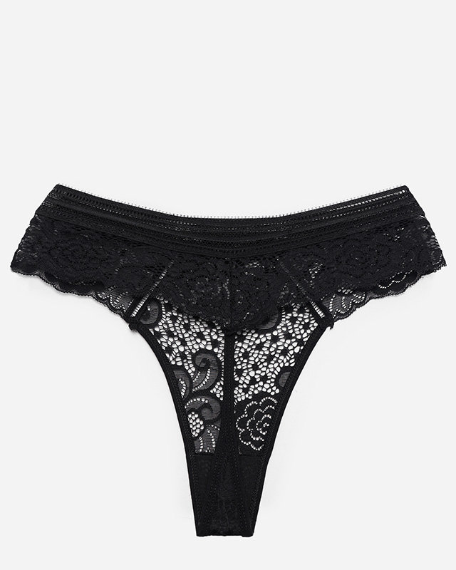 Women's black lace thong panties - Underwear