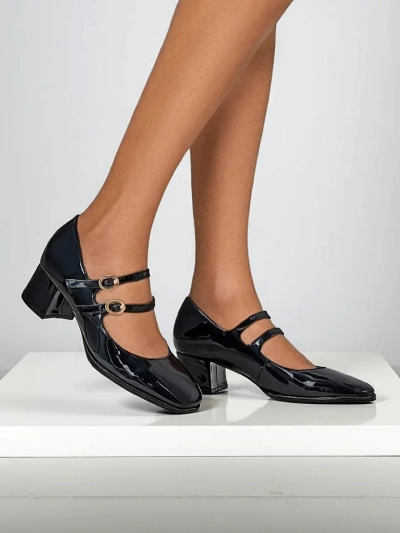 Royalfashion Lakoti sieviešu kurpes uz blokveida papēža ar siksnām Weyy