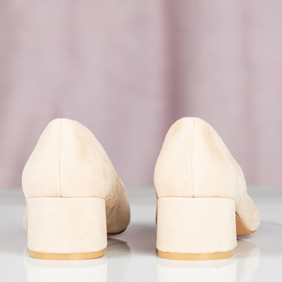 Beige pumps on a low post Massikina - Footwear