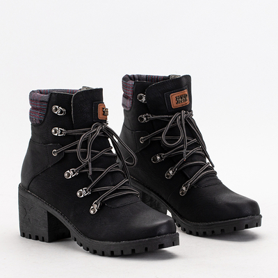 OUTLET Black women's boots on the post Royaltan - Footwear