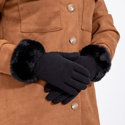 Black ladies gloves with a soft finish - Accessories
