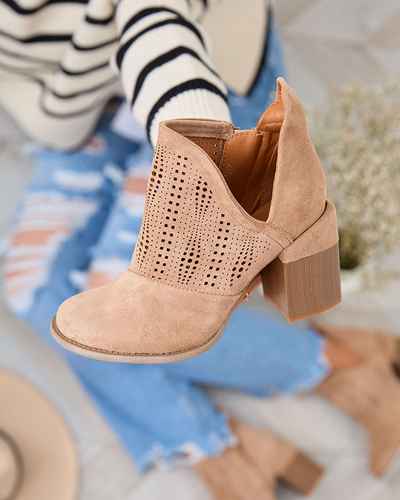 Royalfashion Apaļpapēžu tipa zābaki gaiši brūnā krāsā Revivela