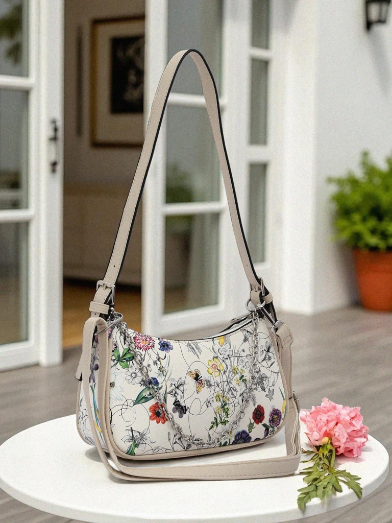 Royalfashion Small women's handbag made of eco-leather with floral pattern Lily Bloom