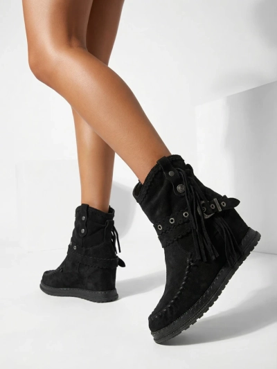 Royalfashion Black women's boots with hidden anchor Dibisa