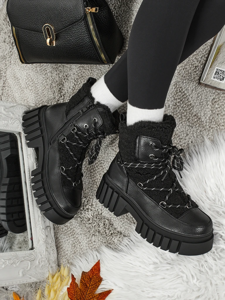 Lav: Damskie botki workery z kozuszkiem Cindora