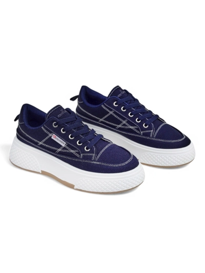 Callista women's platform sneakers navy blue fabric spring-summer