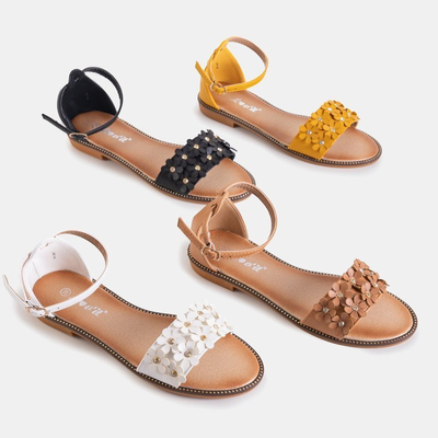 Yellow women's sandals with flowers Rafana - shoes